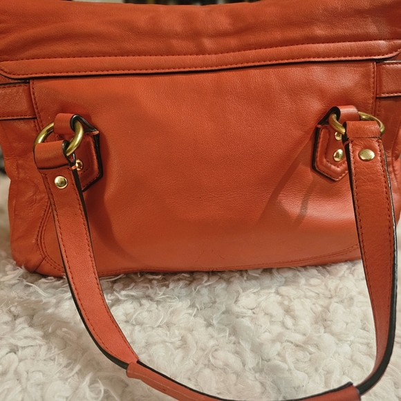COACH Campbell Eva Orange Leather Large Flap Shoulder Bag Purse Dust Bag - Picture 6 of 15